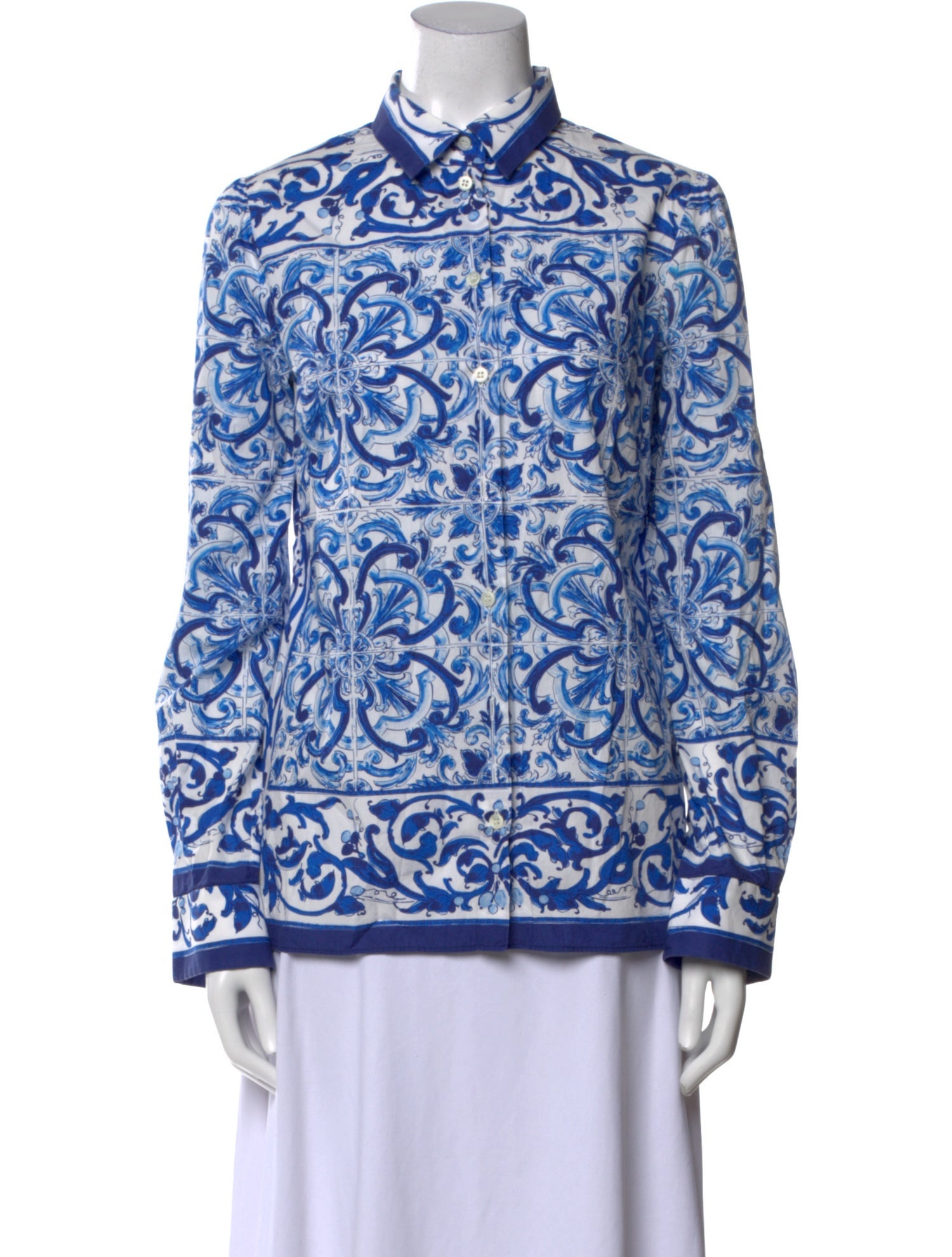 Dolce & Gabbana Printed Mock Neck Blouse