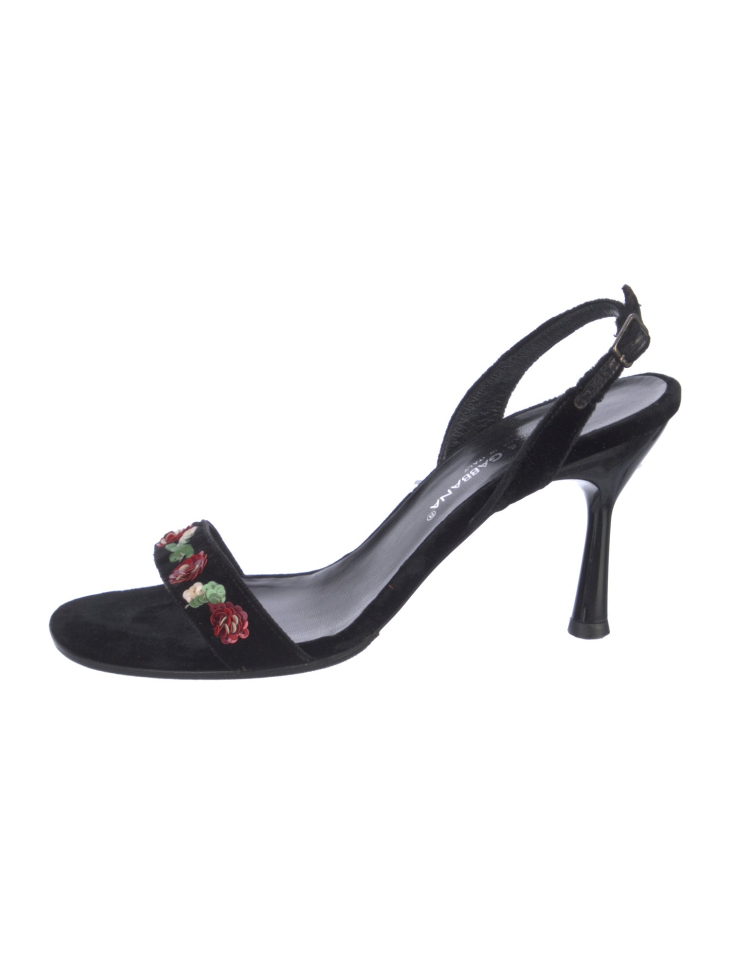 Dolce & Gabbana Velvet Graphic Print Slingback Sandals