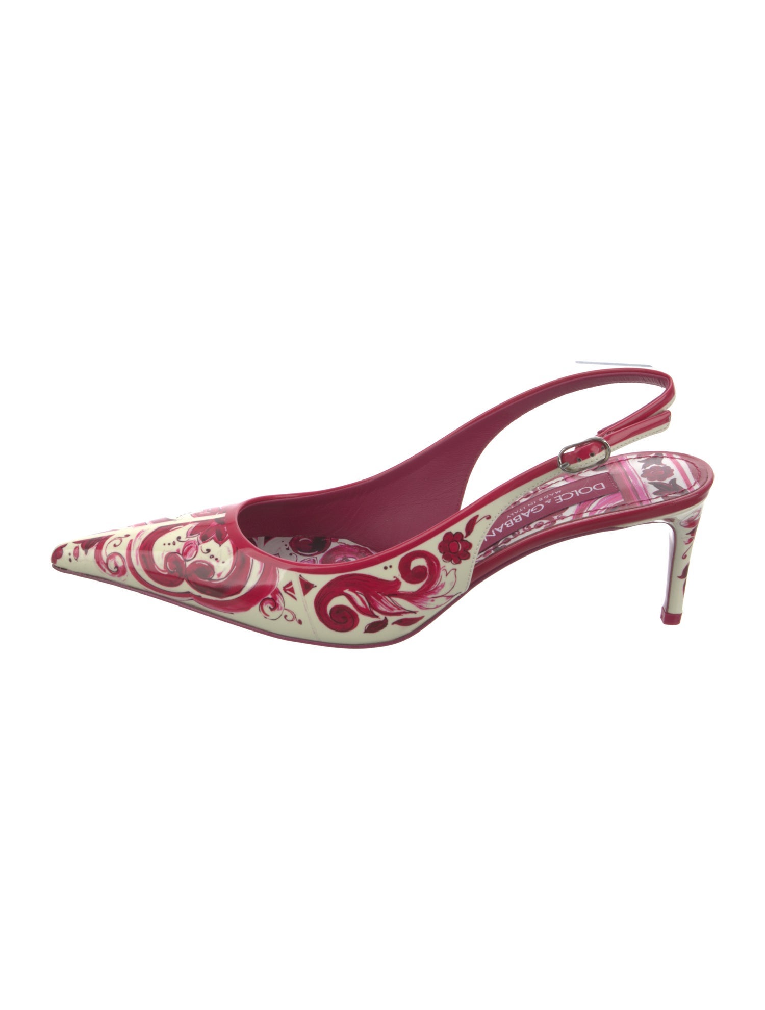 Dolce & Gabbana Patent Leather Printed Slingback Pumps