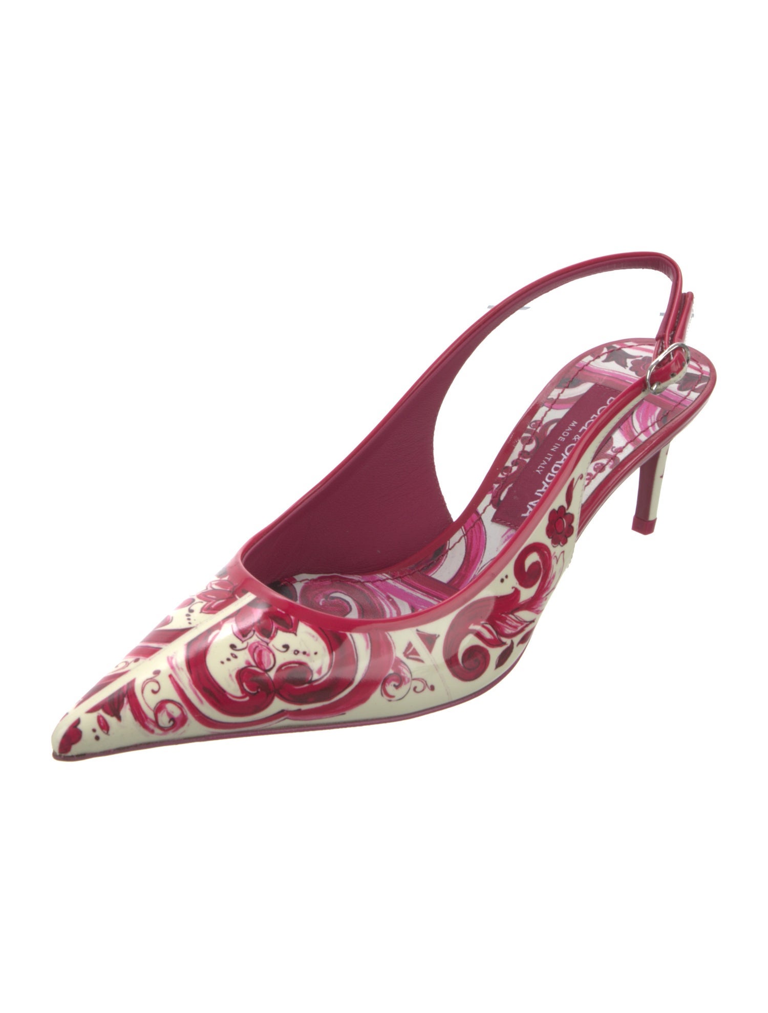 Dolce & Gabbana Patent Leather Printed Slingback Pumps
