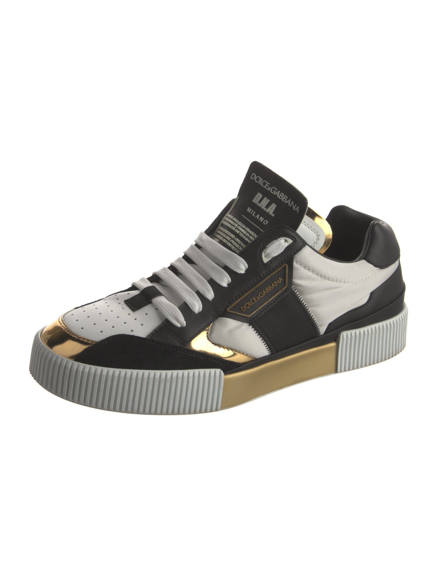 Dolce & Gabbana Leather Colorblock Pattern Sneakers