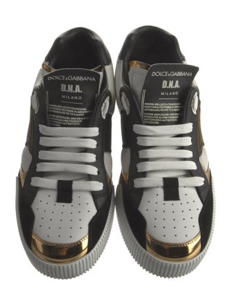 Dolce & Gabbana Leather Colorblock Pattern Sneakers