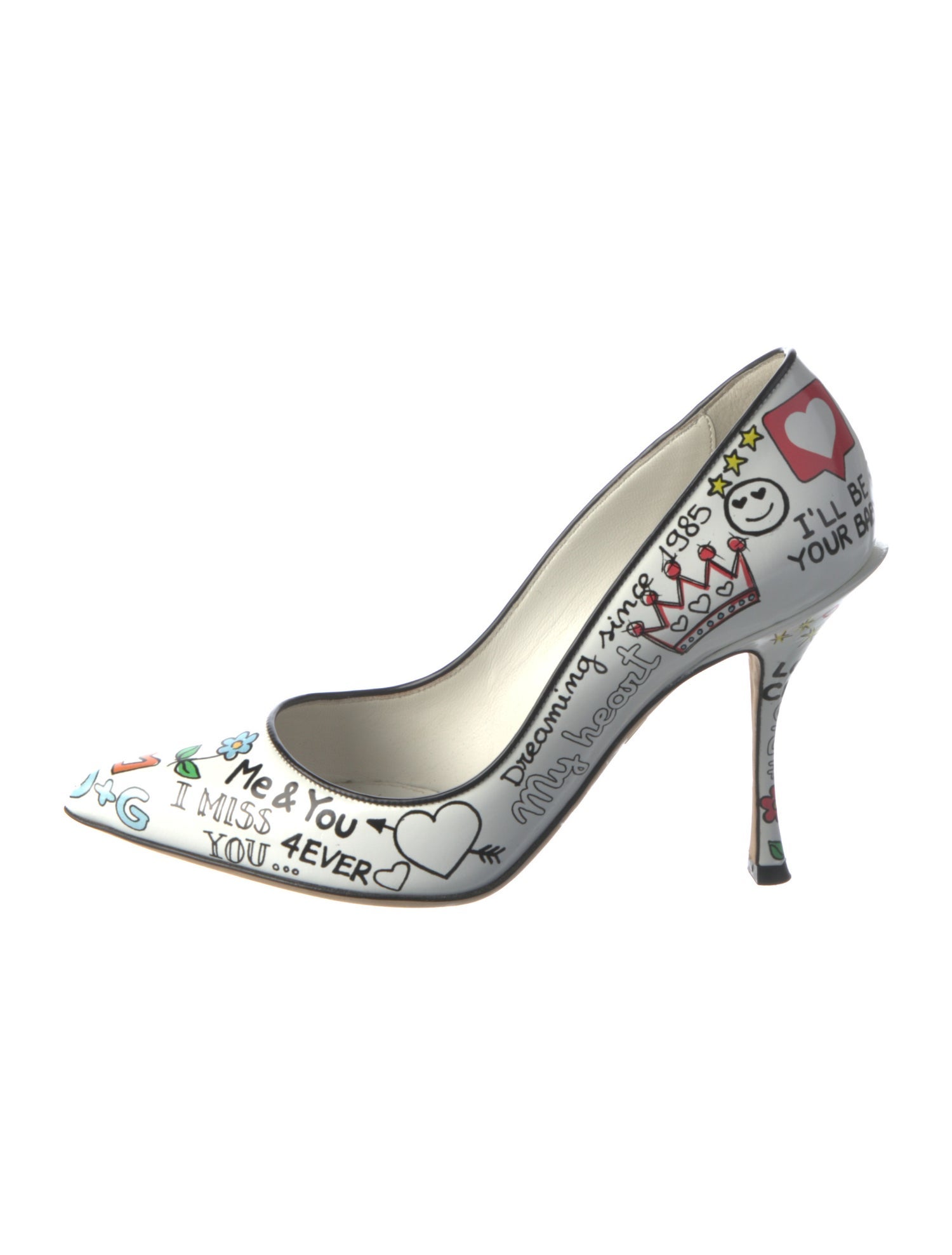 Dolce & Gabbana Leather Printed Slingback Pumps