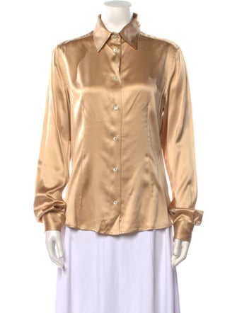 Dolce & Gabbana Silk Long Sleeve Button-Up Top
