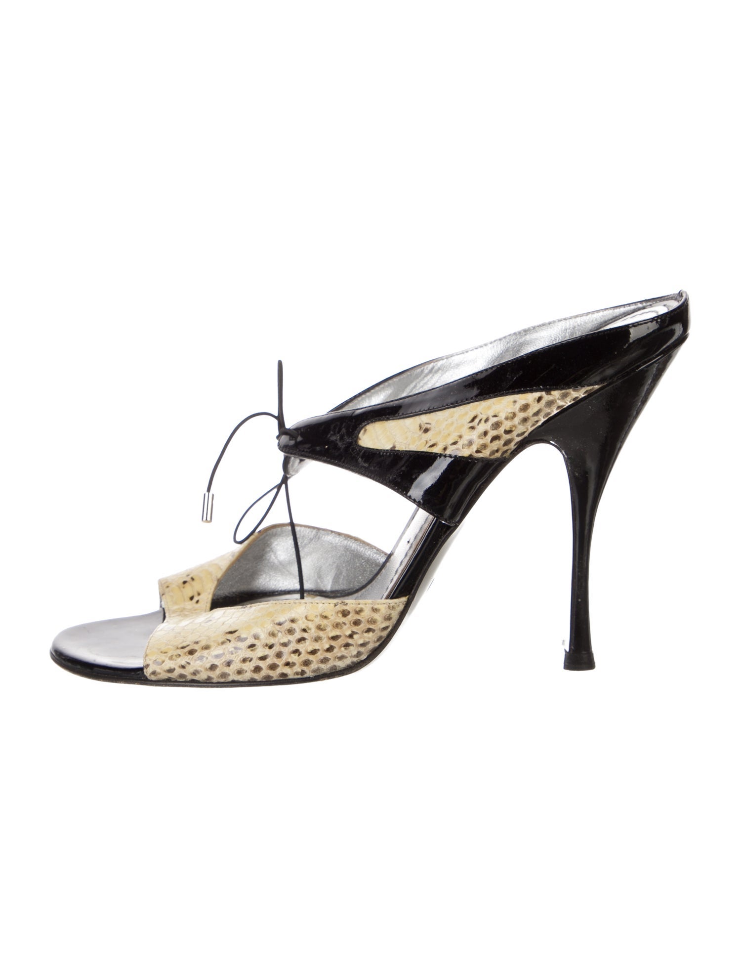 Dolce & Gabbana Snakeskin Animal Print Slingback Sandals