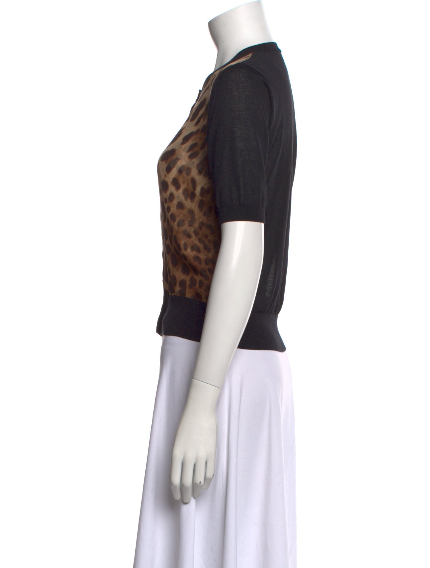 Dolce & Gabbana Animal Print Crew Neck Crop Top