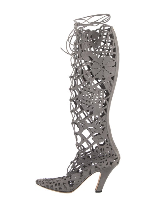 Dolce & Gabbana Suede Patterned Lace-Up Boots