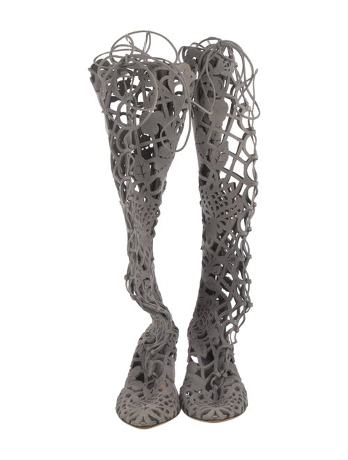 Dolce & Gabbana Suede Patterned Lace-Up Boots