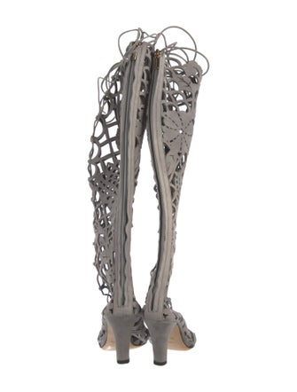 Dolce & Gabbana Suede Patterned Lace-Up Boots