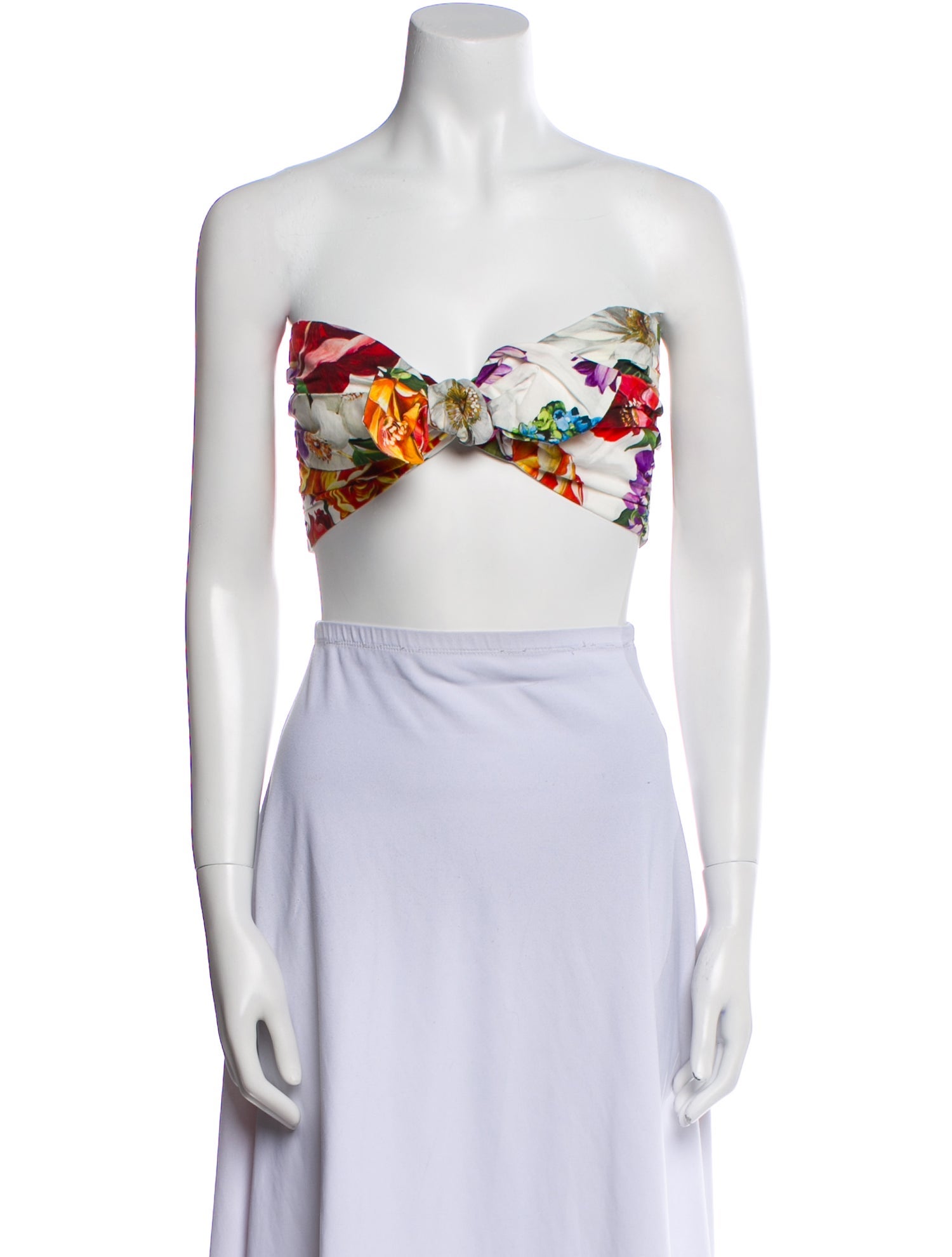 Dolce & Gabbana Floral Print Strapless Crop Top