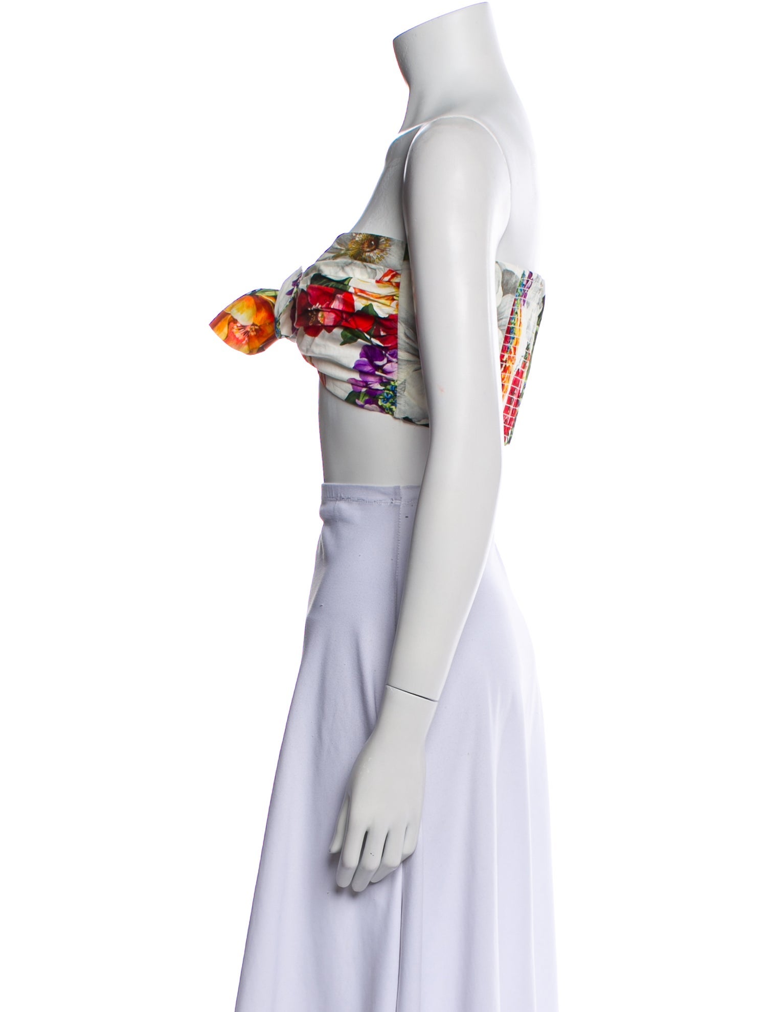 Dolce & Gabbana Floral Print Strapless Crop Top