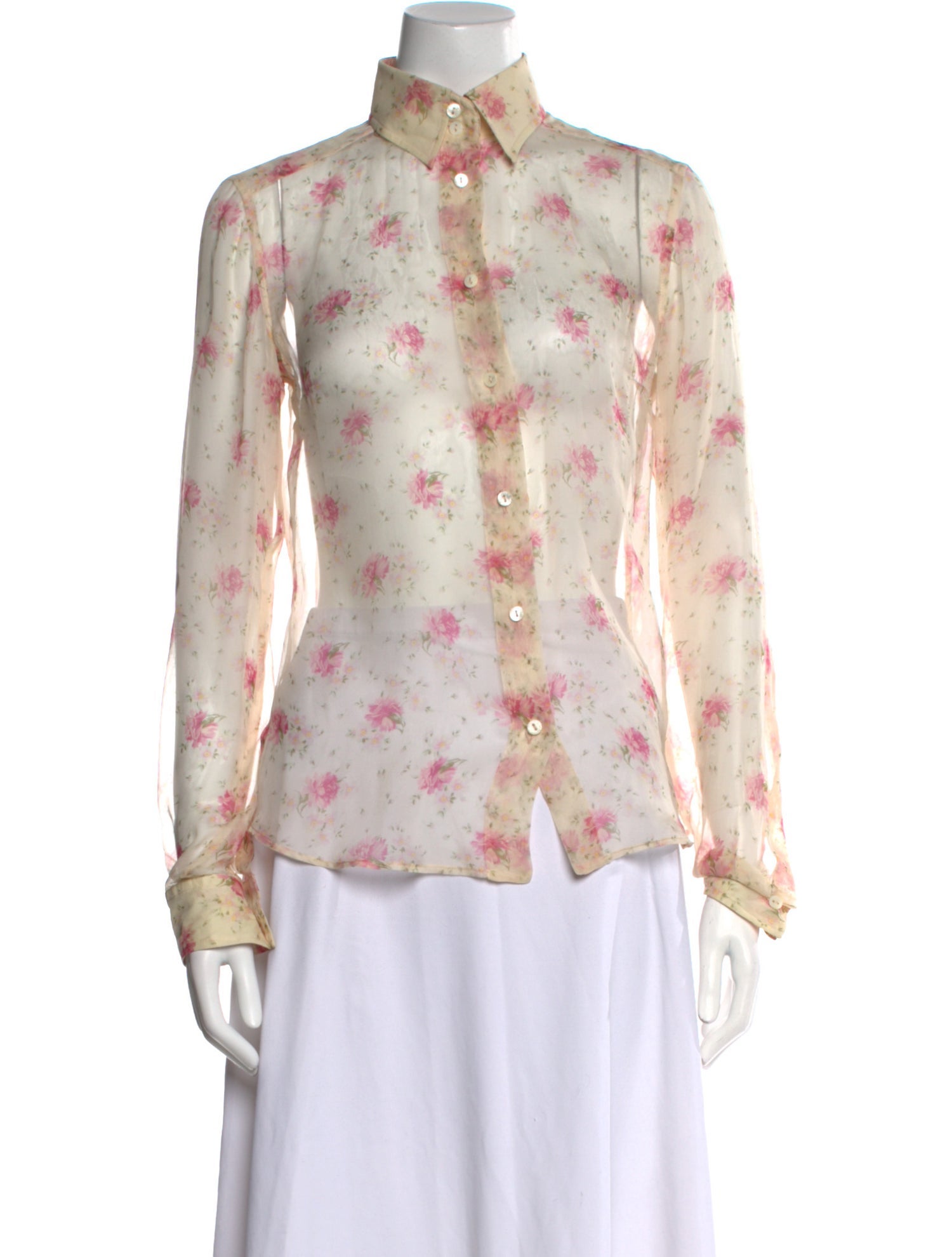Dolce & Gabbana Silk Floral Print Button-Up Top