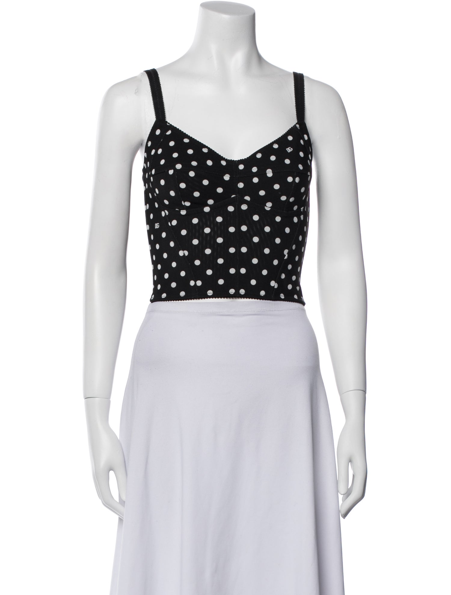Dolce & Gabbana Polka Dot Print V-Neck Crop Top w/ Tags