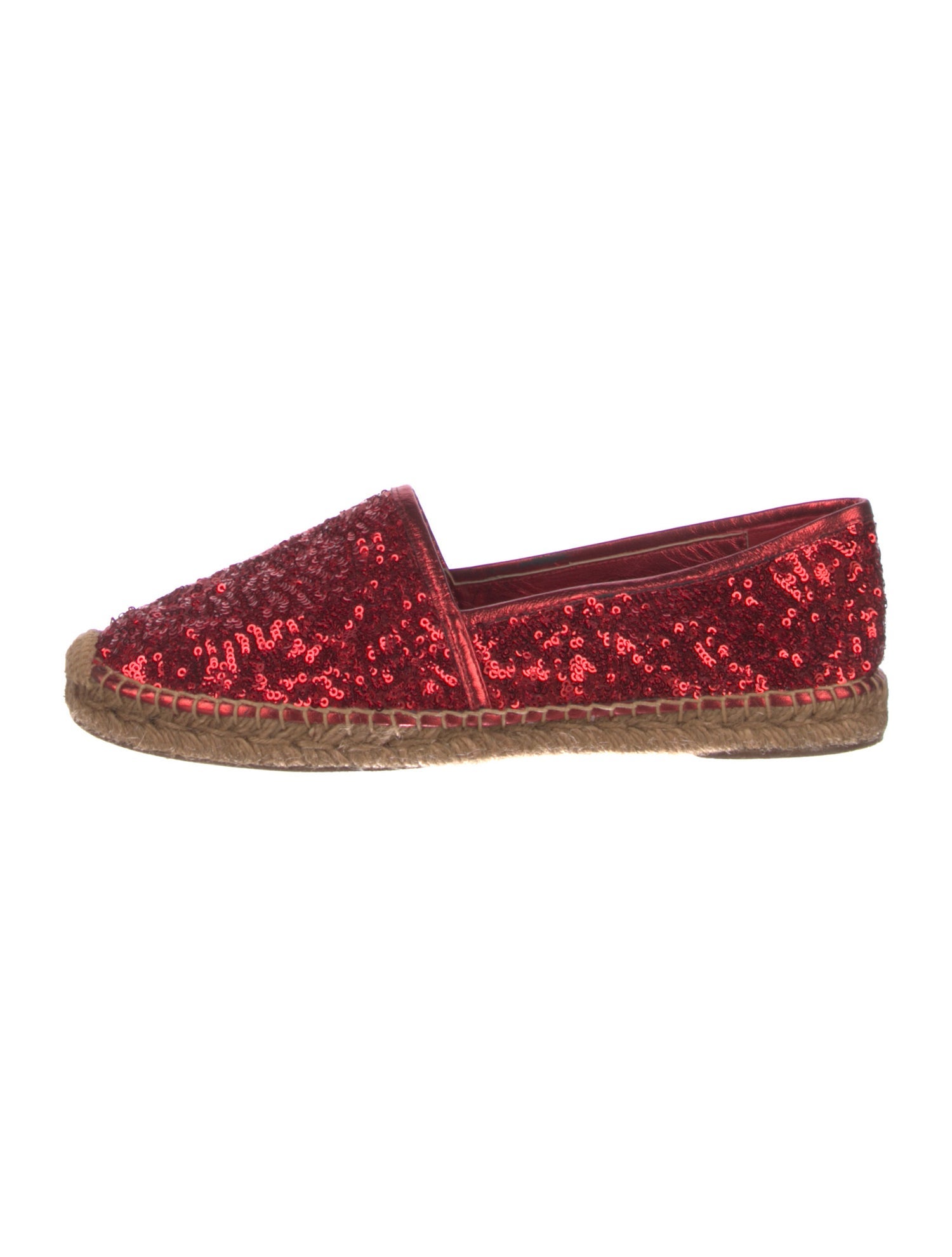 Dolce & Gabbana Sequins Leather Trim Embellishment Espadrilles