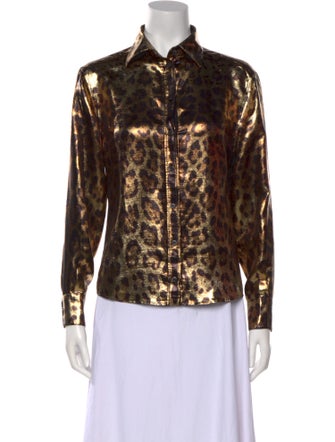Dolce & Gabbana Silk Animal Print Button-Up Top