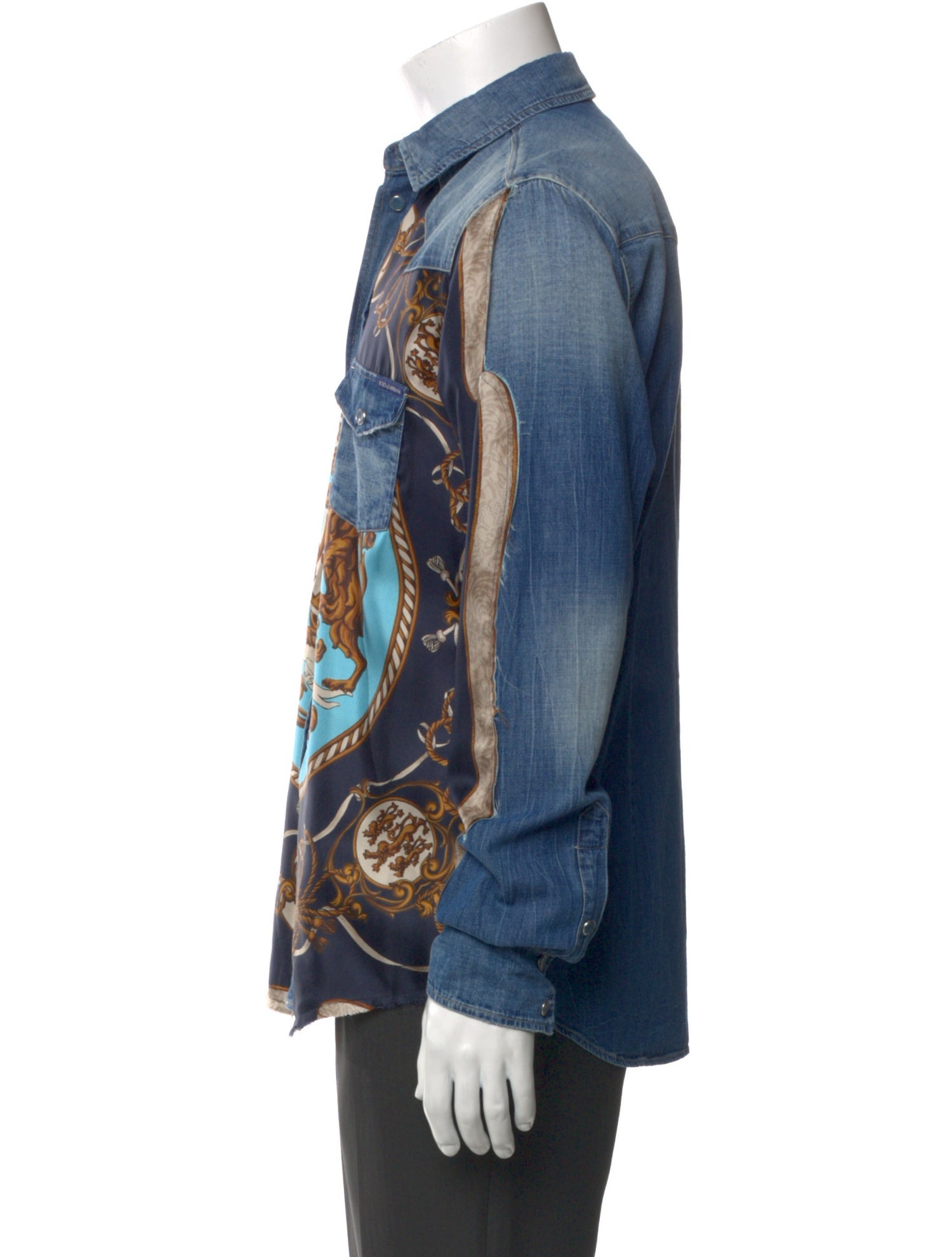 Dolce & Gabbana Printed Long Sleeve Denim Shirt w/ Tags