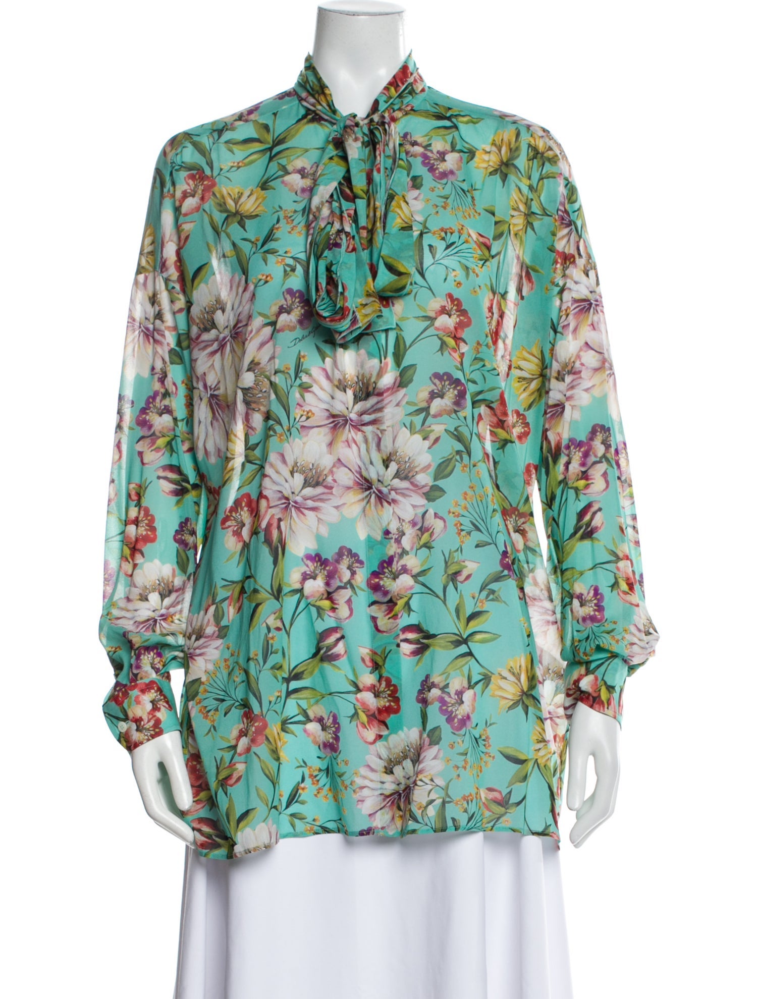 Dolce & Gabbana Silk Floral Print Button-Up Top