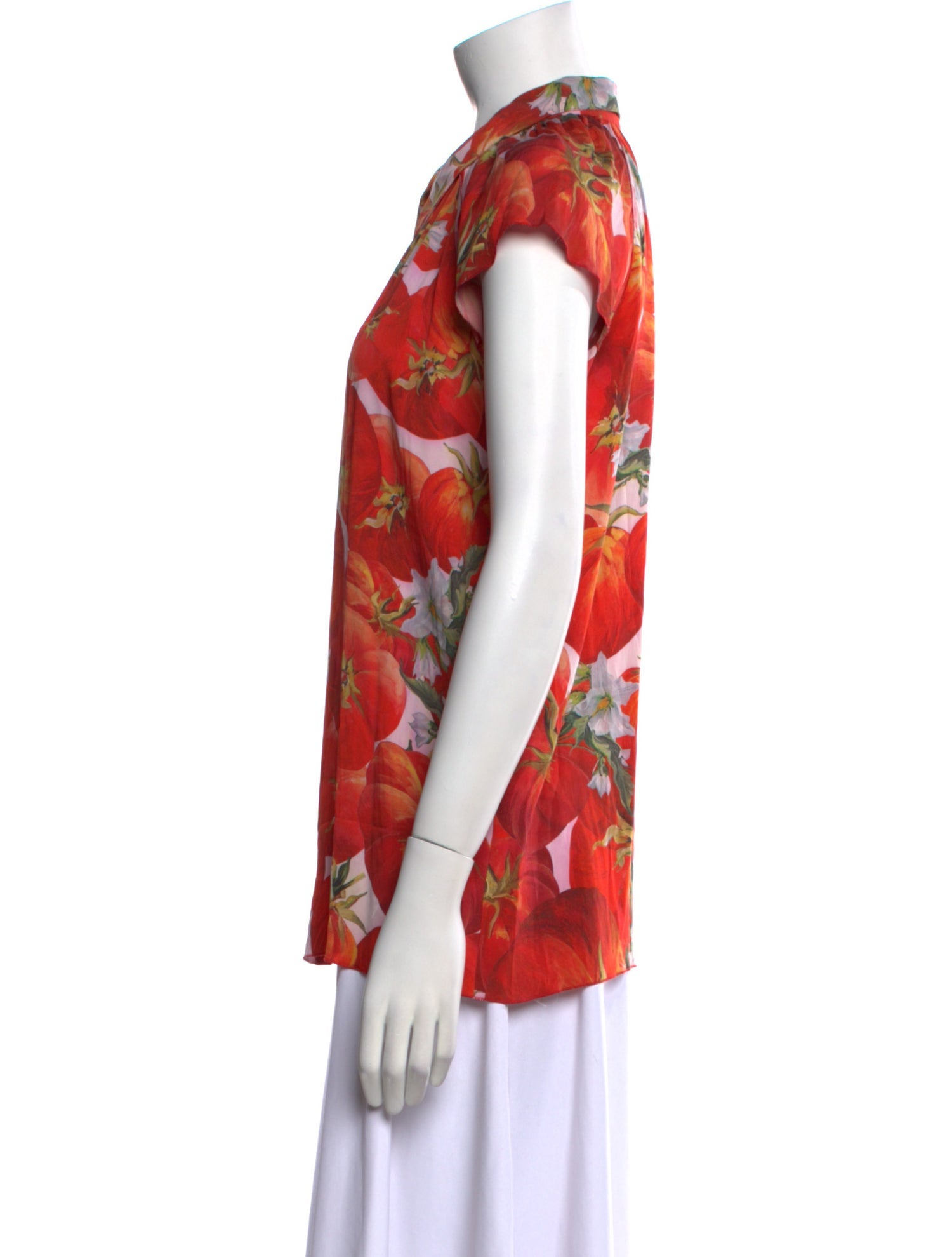 Dolce & Gabbana Silk Floral Print Button-Up Top