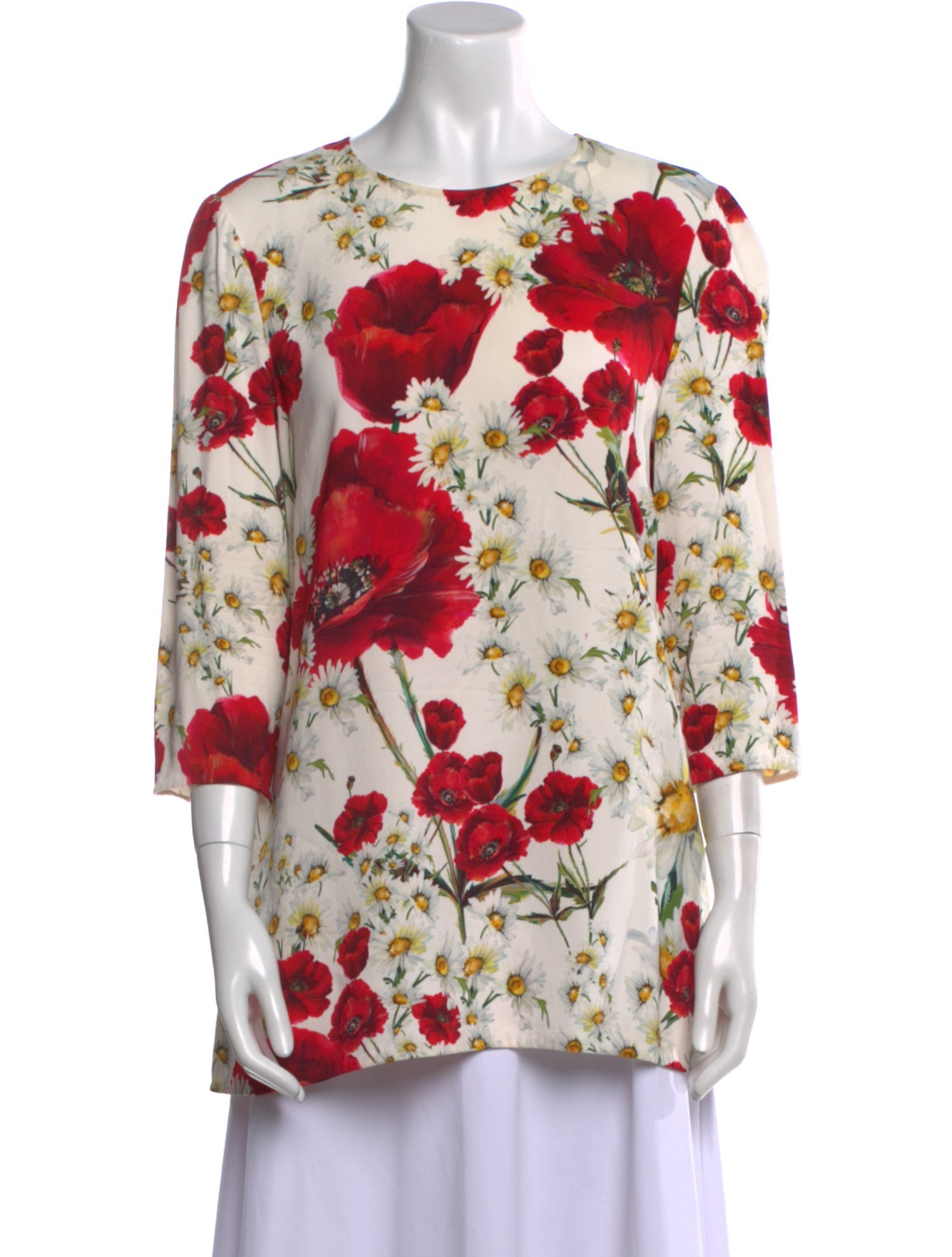 Dolce & Gabbana Floral Print Bateau Neckline Tunic