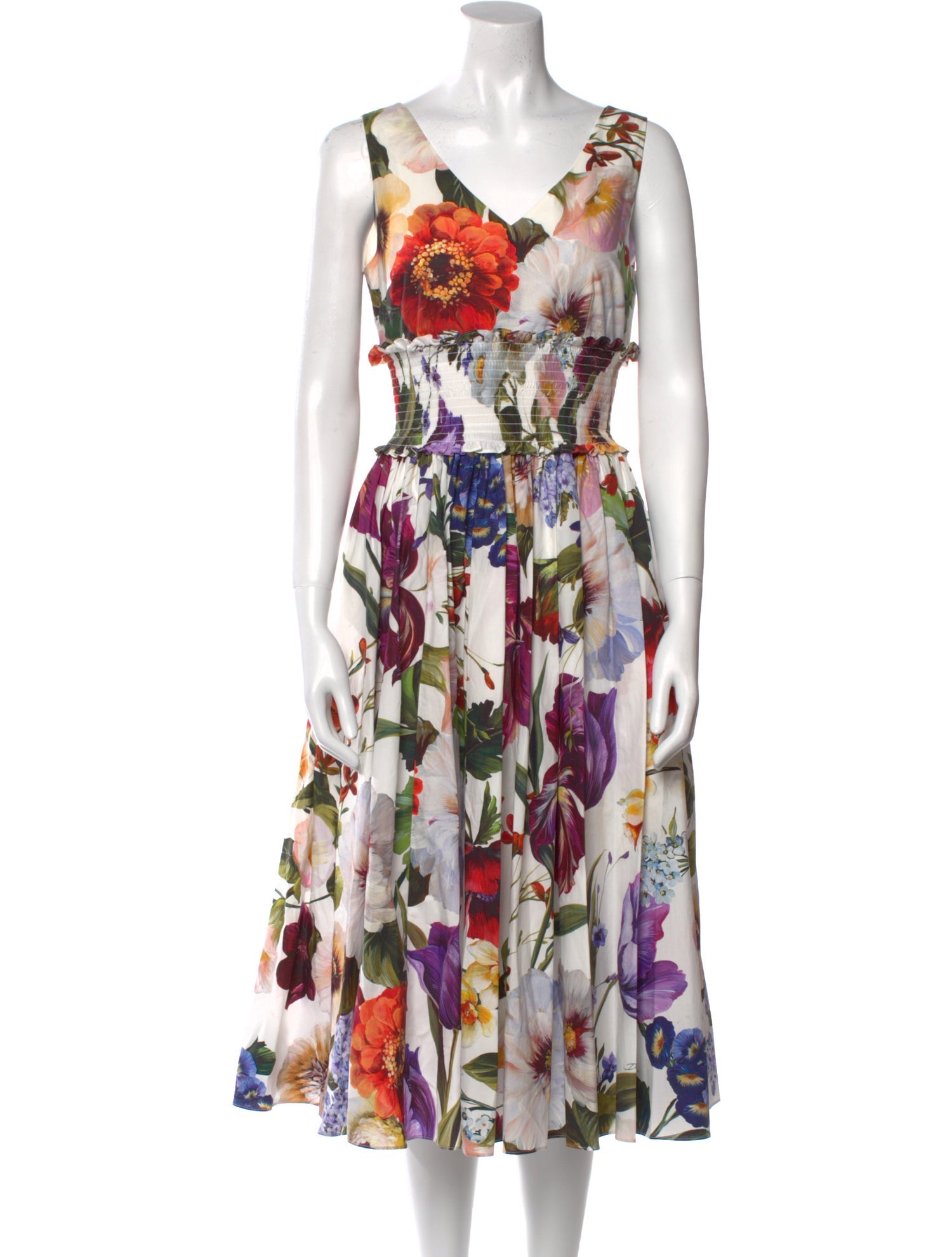 Dolce & Gabbana Floral Print Midi Length Dress