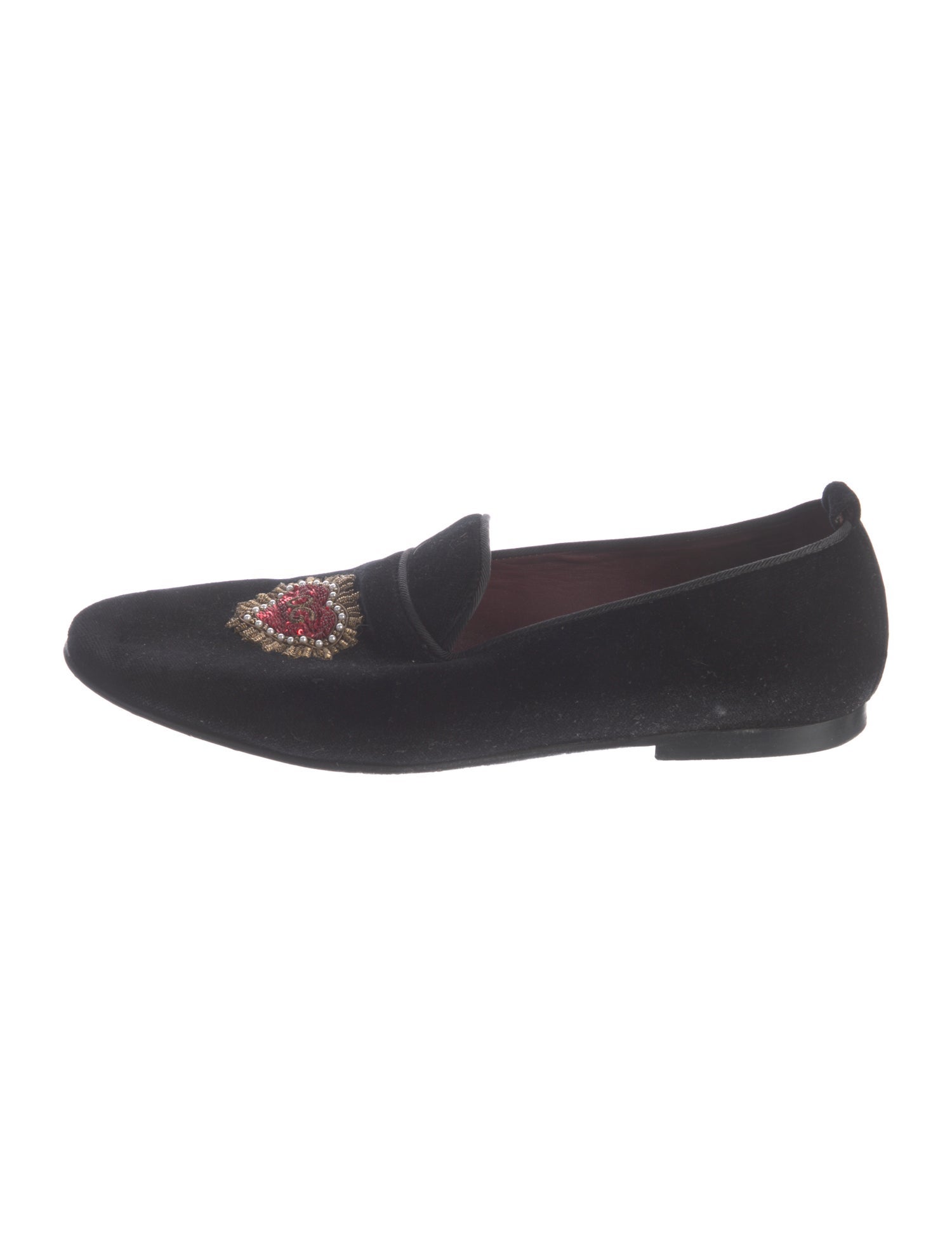 Dolce & Gabbana Velvet Crystal Embellishments Loafers