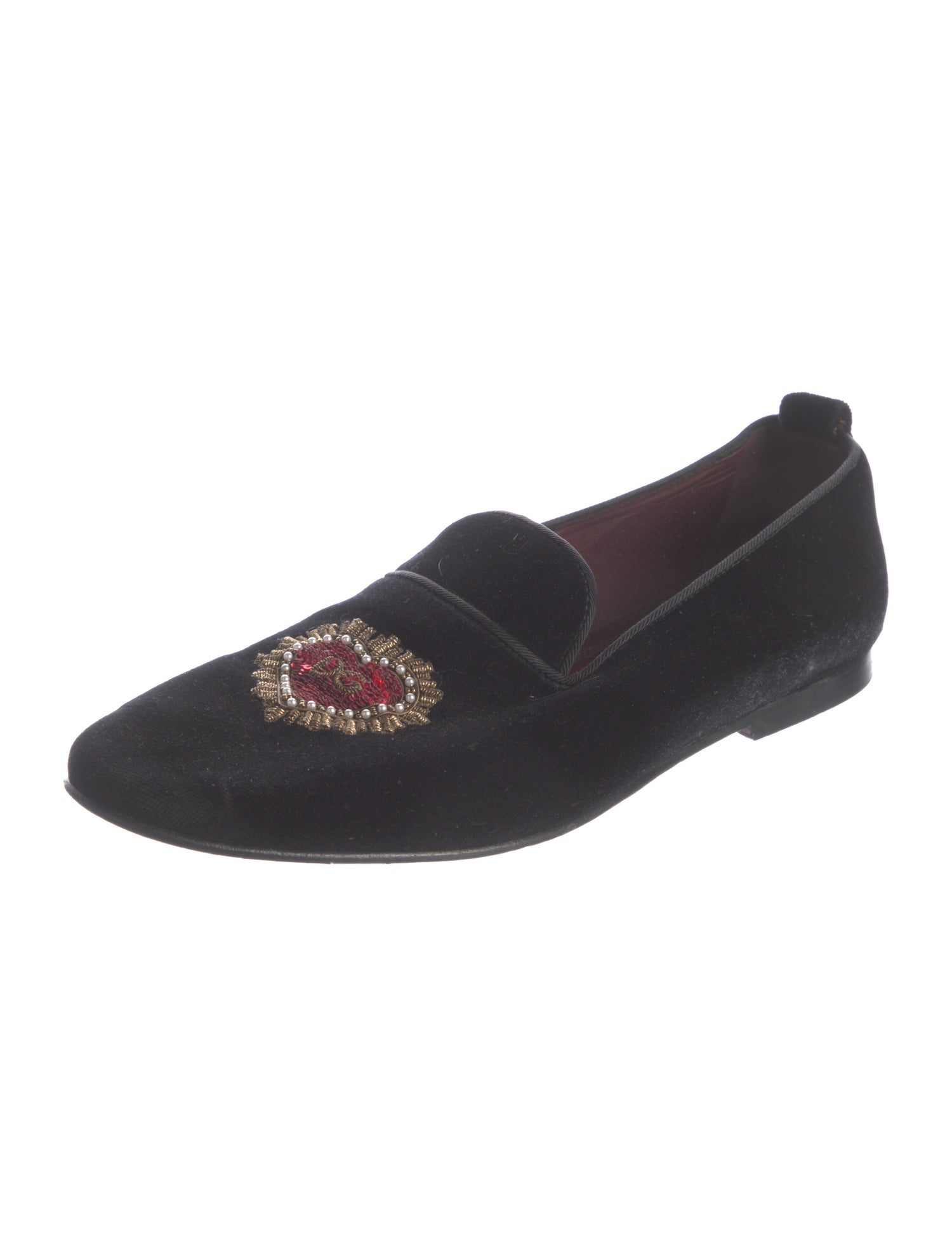 Dolce & Gabbana Velvet Crystal Embellishments Loafers