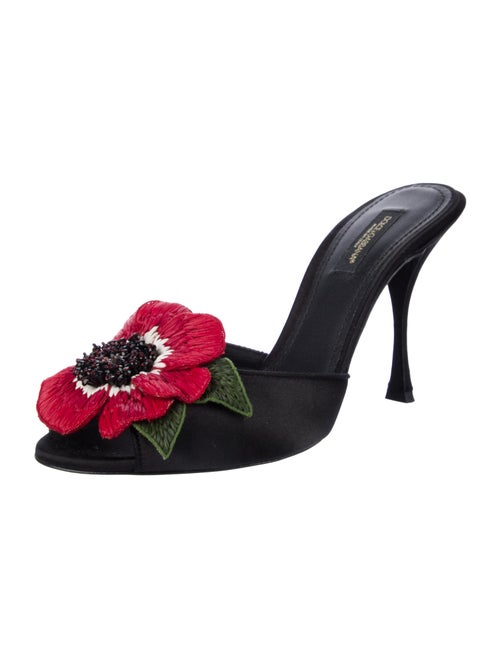 Dolce & Gabbana Satin Embroidered Accent Mules