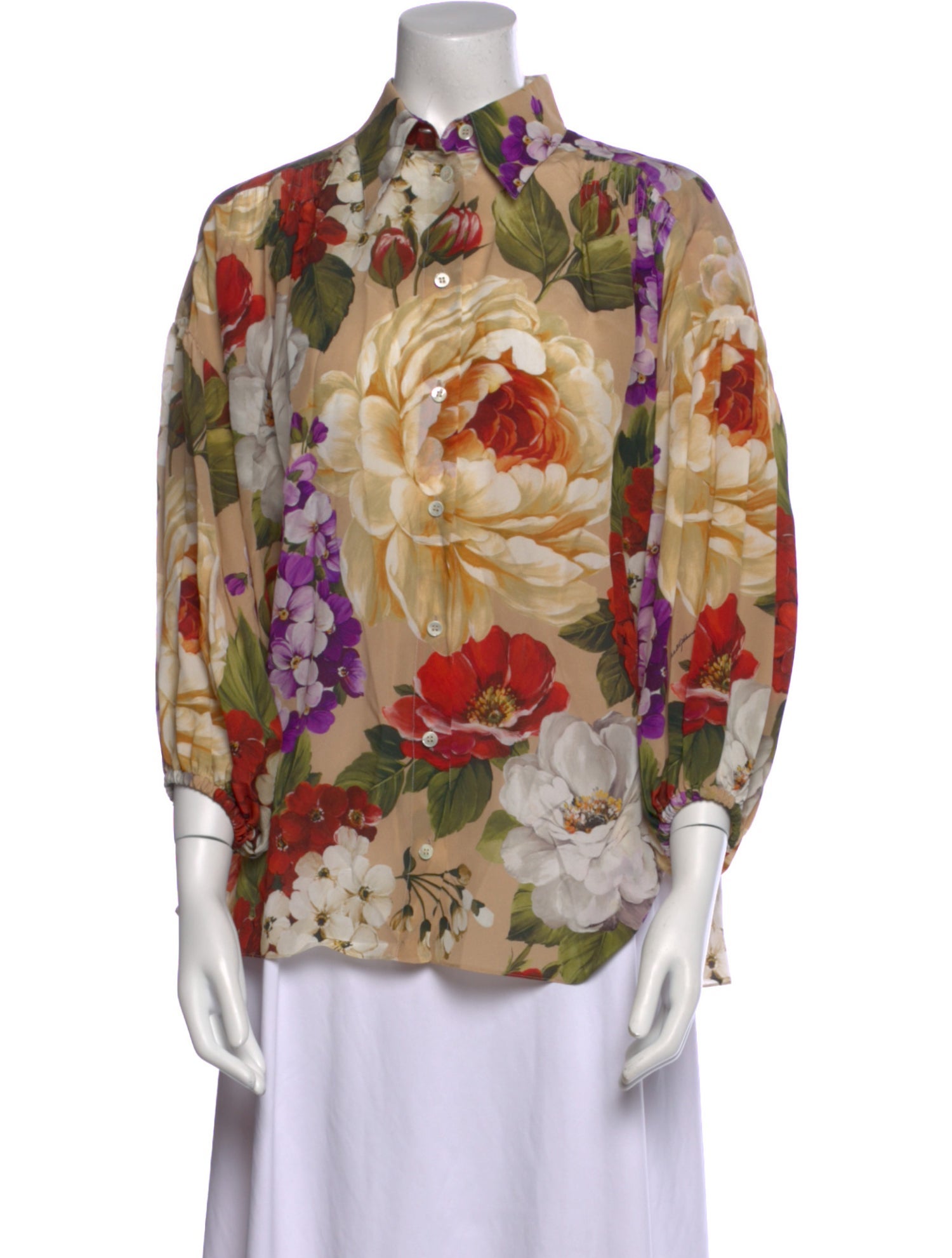 Dolce & Gabbana Silk Floral Print Blouse