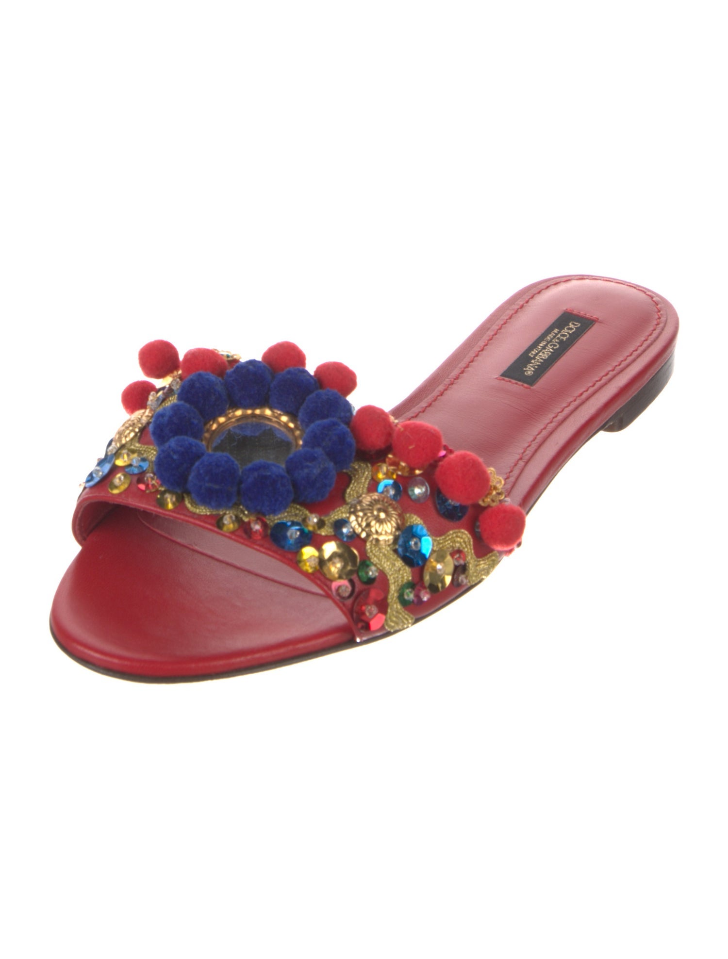 Dolce & Gabbana Leather Printed Slides