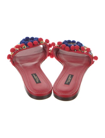 Dolce & Gabbana Leather Printed Slides