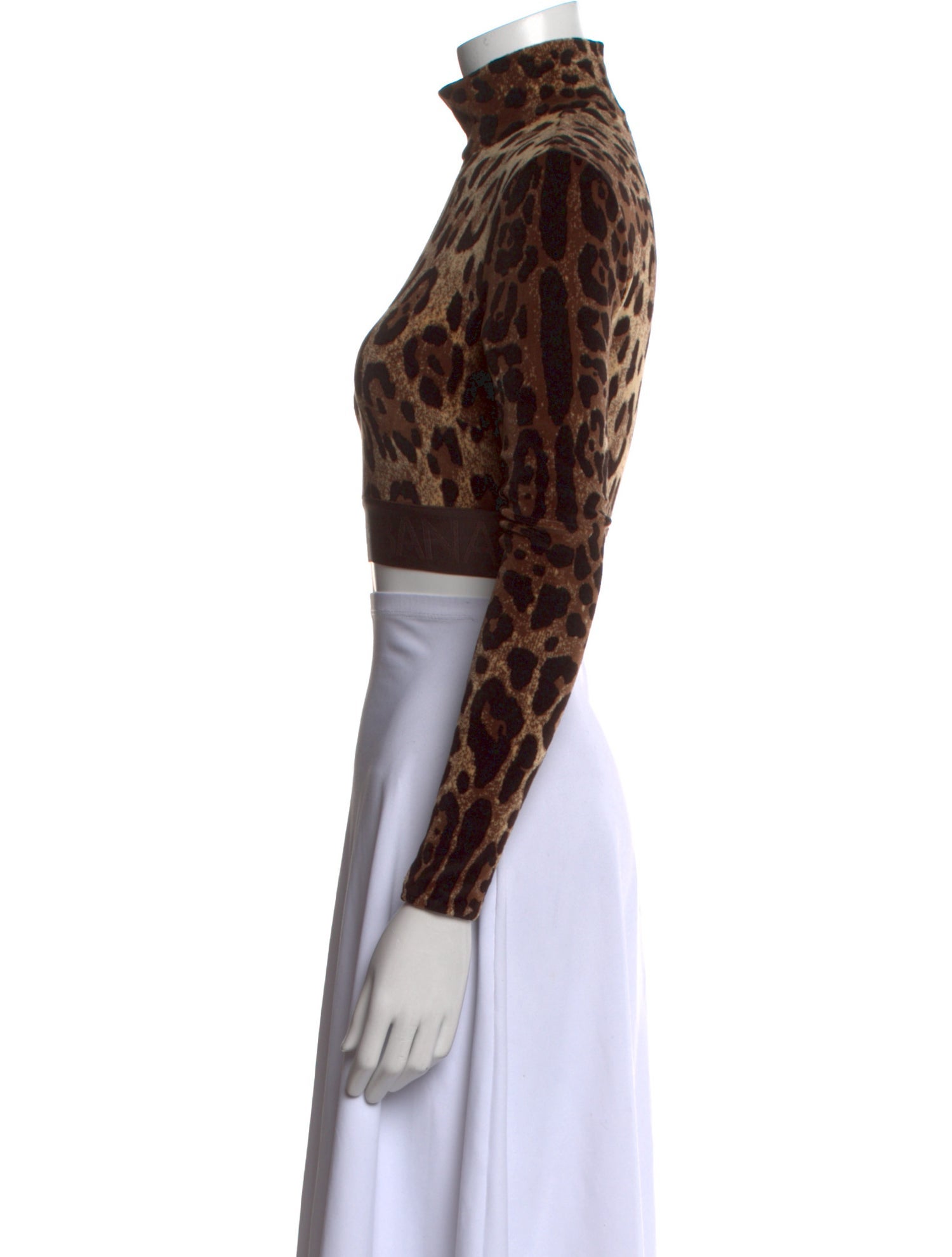 Dolce & Gabbana Animal Print Turtleneck Crop Top