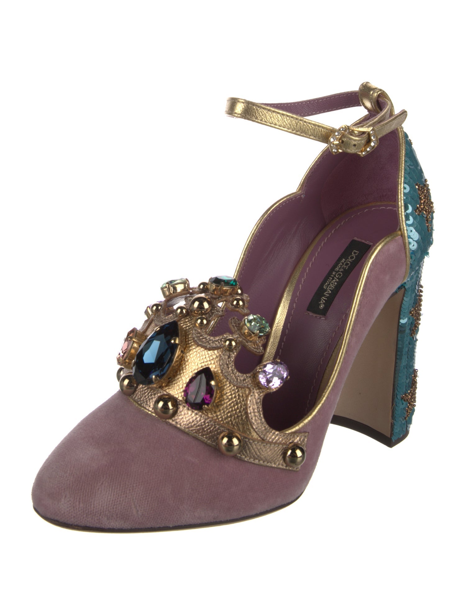 Dolce & Gabbana Velvet Colorblock Pattern Pumps