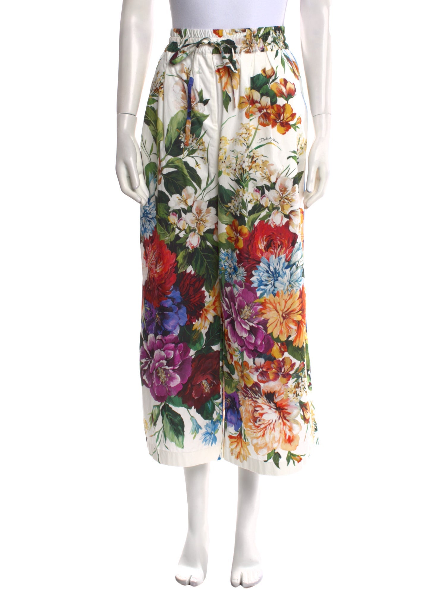 Dolce & Gabbana Floral Print Wide Leg Pants