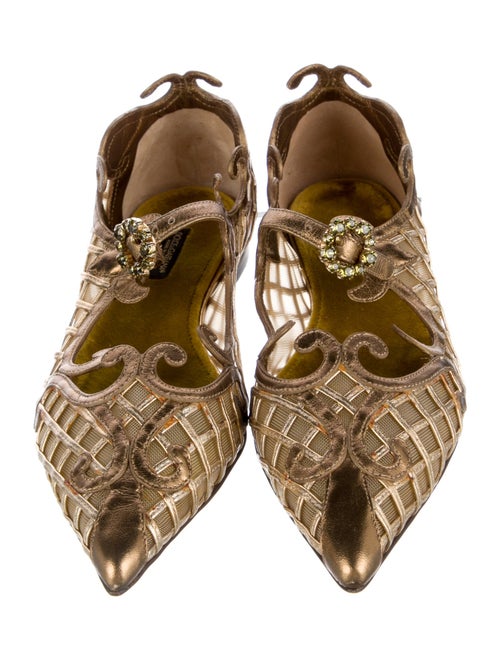 Dolce & Gabbana Leather Crystal Embellishments Ballet Flats