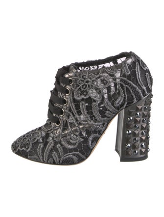 Dolce & Gabbana Rockstud Accents Mesh Lace-Up Boots