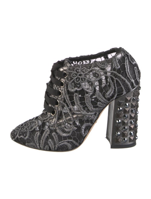 Dolce & Gabbana Rockstud Accents Mesh Lace-Up Boots