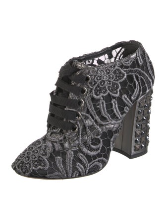 Dolce & Gabbana Rockstud Accents Mesh Lace-Up Boots