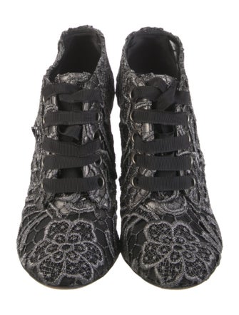 Dolce & Gabbana Rockstud Accents Mesh Lace-Up Boots
