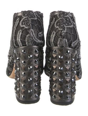 Dolce & Gabbana Rockstud Accents Mesh Lace-Up Boots