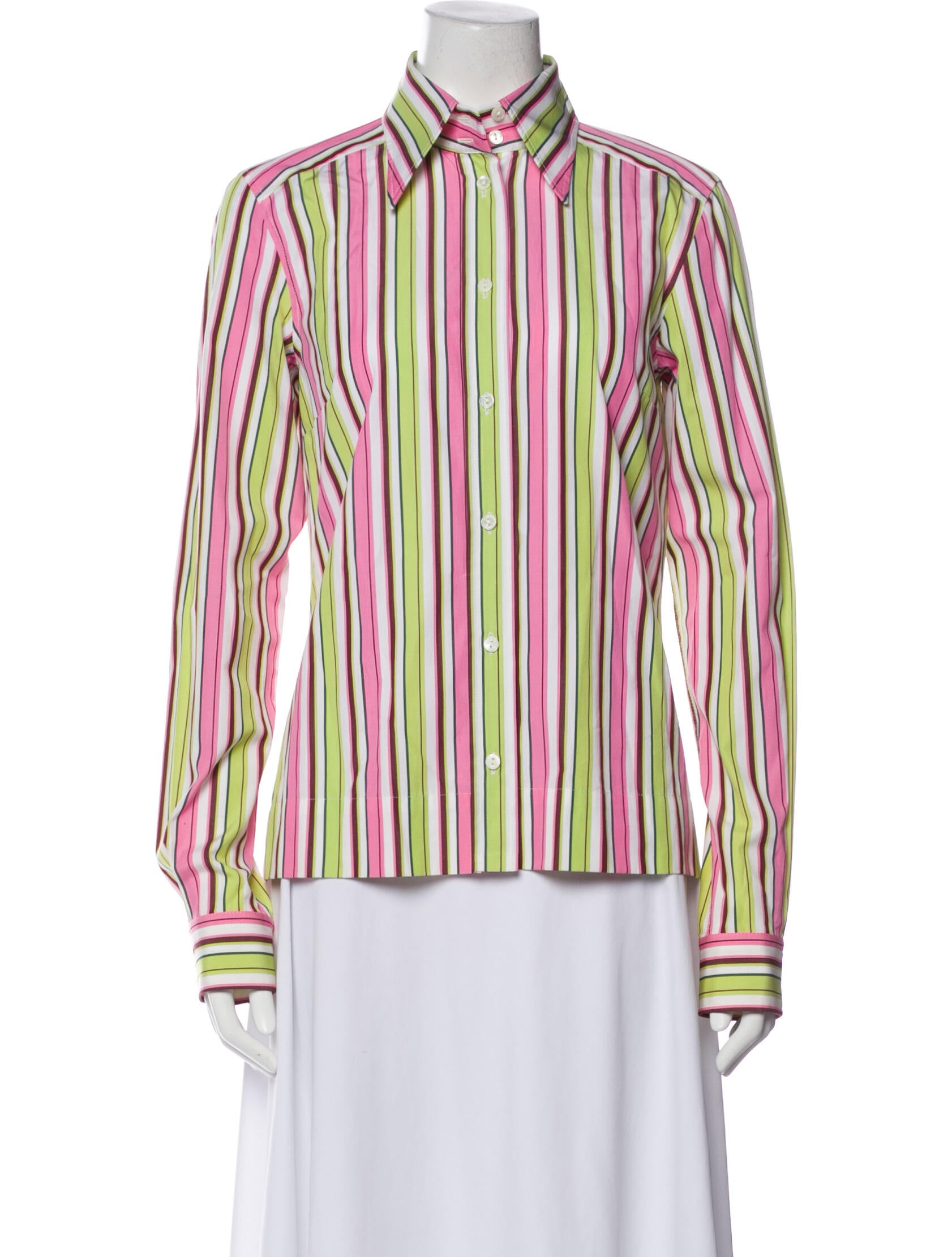Dolce & Gabbana Striped Long Sleeve Button-Up Top