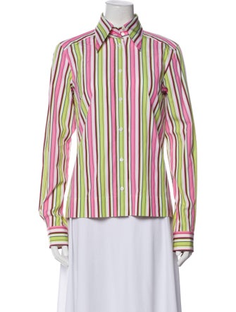 Dolce & Gabbana Striped Long Sleeve Button-Up Top