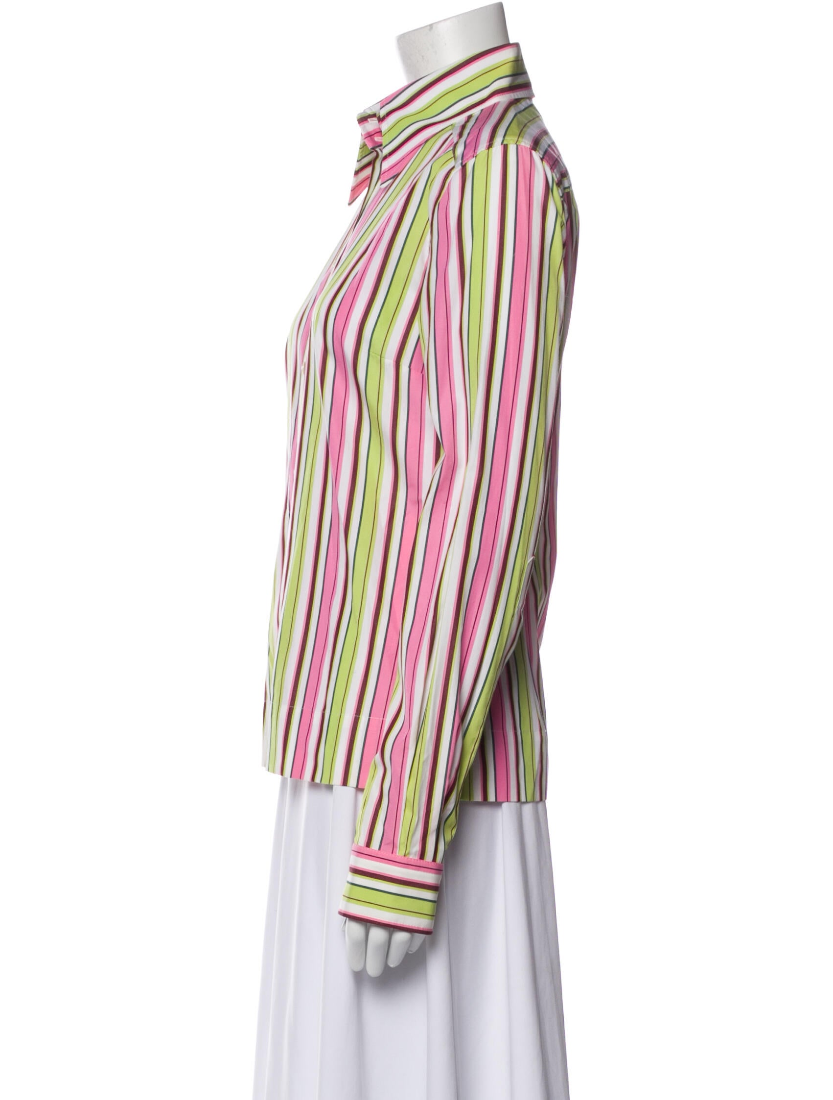 Dolce & Gabbana Striped Long Sleeve Button-Up Top