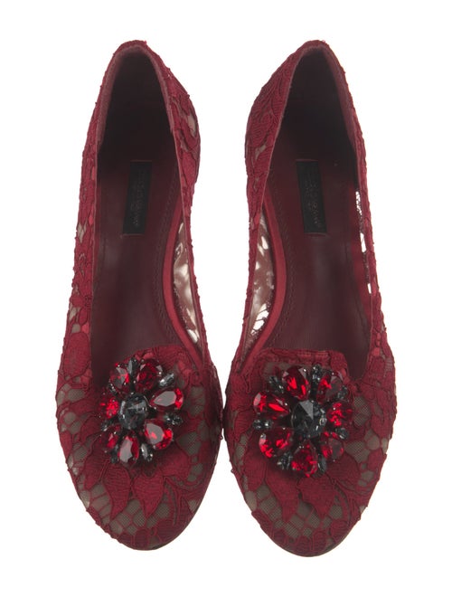 Dolce & Gabbana Lace Crystal Embellishments Flats