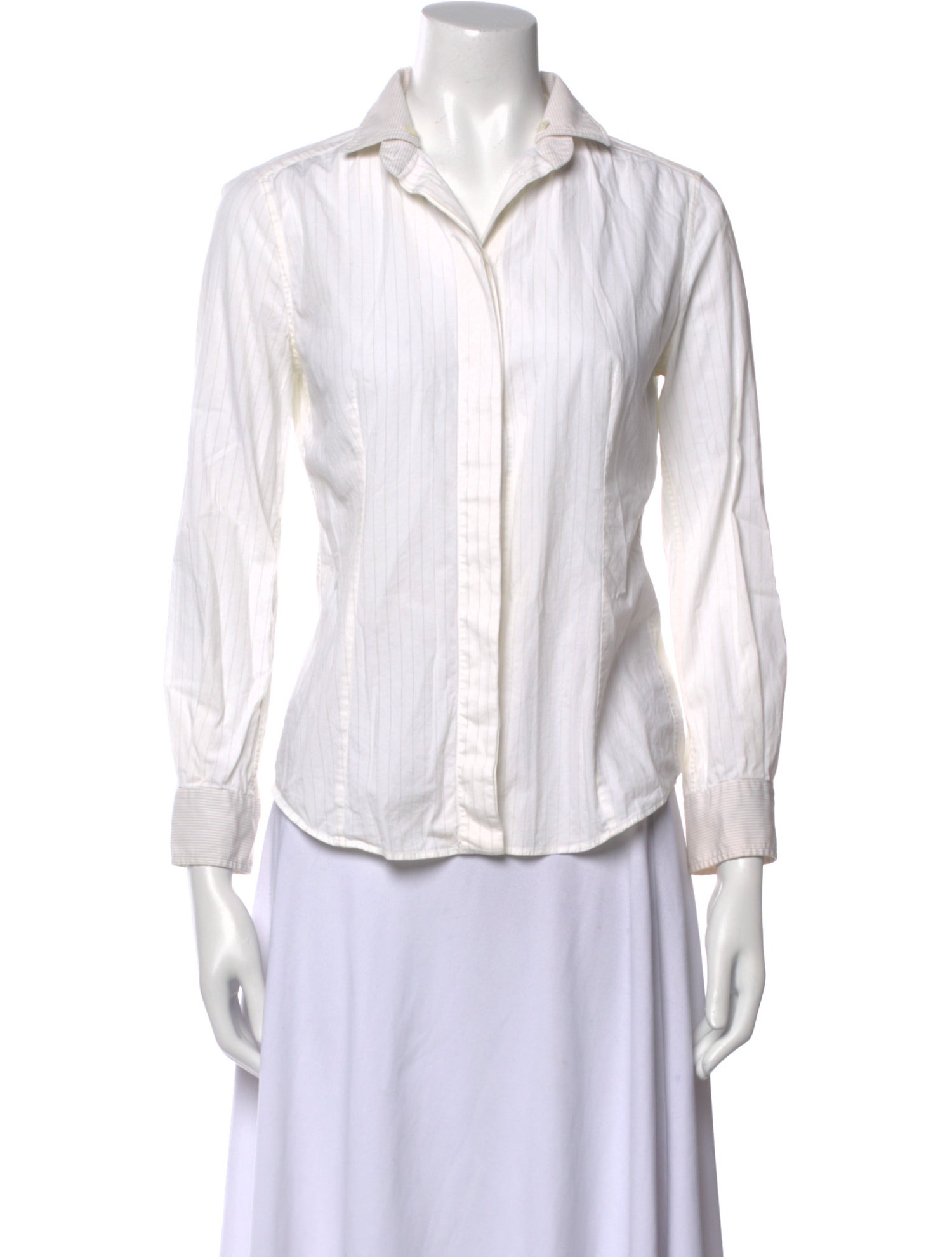 Dolce & Gabbana Striped Three-Quarter Sleeve Button-Up Top