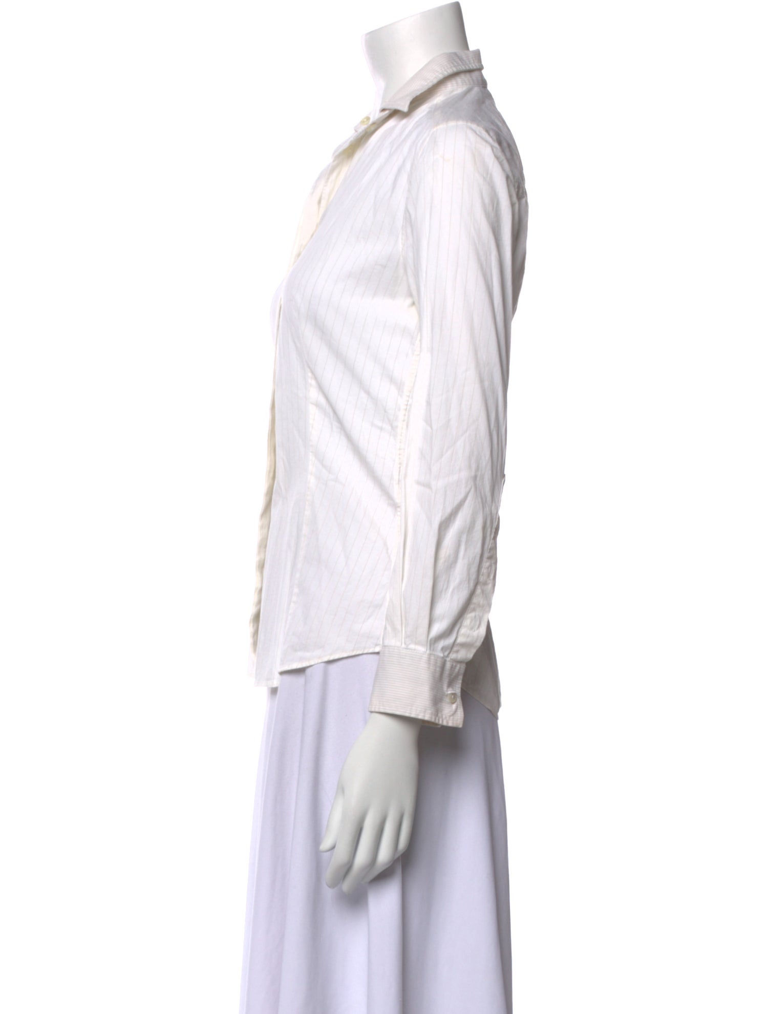 Dolce & Gabbana Striped Three-Quarter Sleeve Button-Up Top