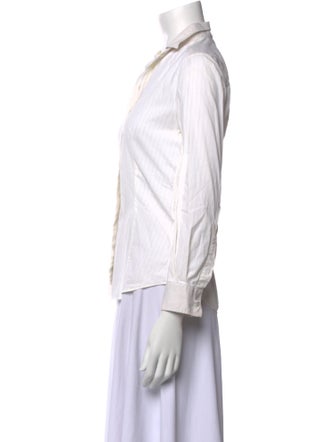 Dolce & Gabbana Striped Three-Quarter Sleeve Button-Up Top