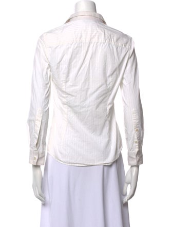 Dolce & Gabbana Striped Three-Quarter Sleeve Button-Up Top