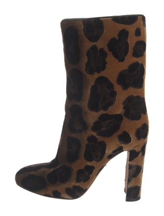 Dolce & Gabbana Velvet Animal Print Boots
