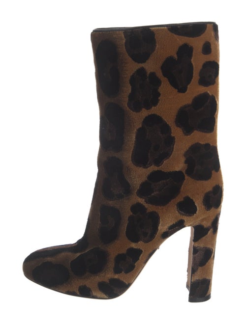 Dolce & Gabbana Velvet Animal Print Boots