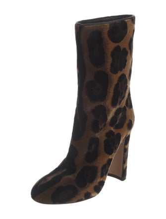 Dolce & Gabbana Velvet Animal Print Boots